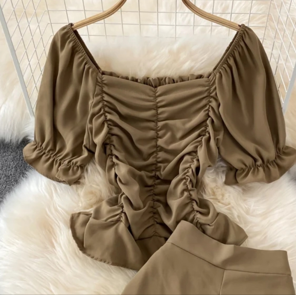 Elegant Tan Women's Scrunched Top